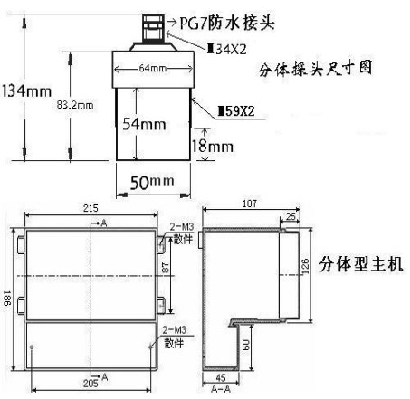 防腐超聲波液位計外（wài）形尺寸圖