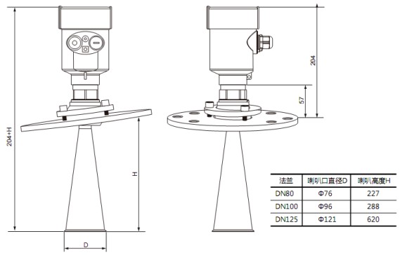 雷達（dá）液位變（biàn）送器RD706外形尺寸（cùn）圖