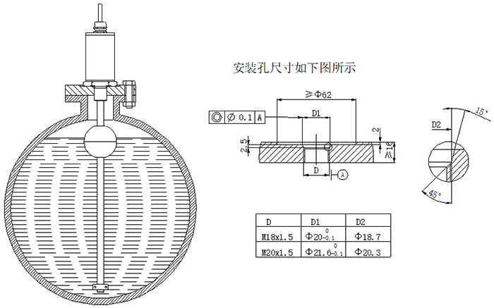 頂裝式磁致伸縮液位計螺（luó）紋安裝圖