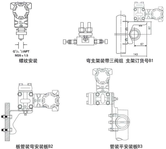 單法蘭液位變送器安裝方式示意圖