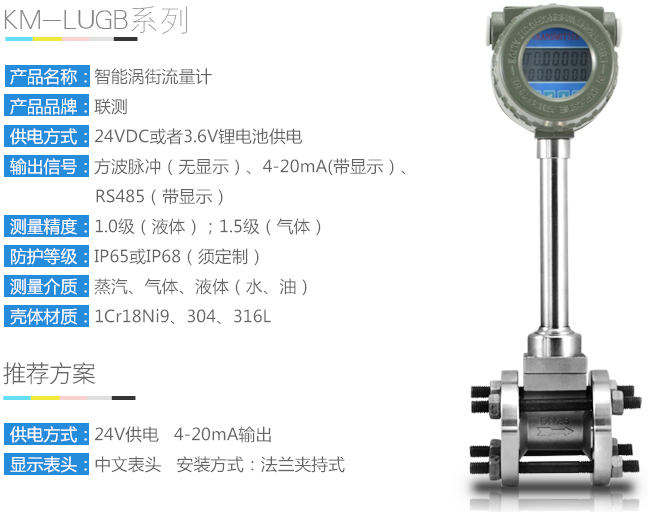 智能型渦街流量計技術參數（shù）圖