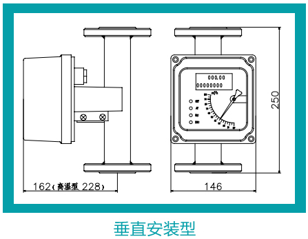 智能型金屬轉子流量計垂直安裝示意圖（tú）