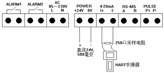 氮氣流量計四線製4-20mA接線圖（tú）