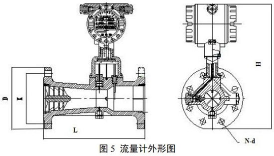 dn100旋進旋渦流量計外形（xíng）圖