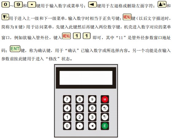 消防管道流量計按（àn）鍵（jiàn）麵板說明圖